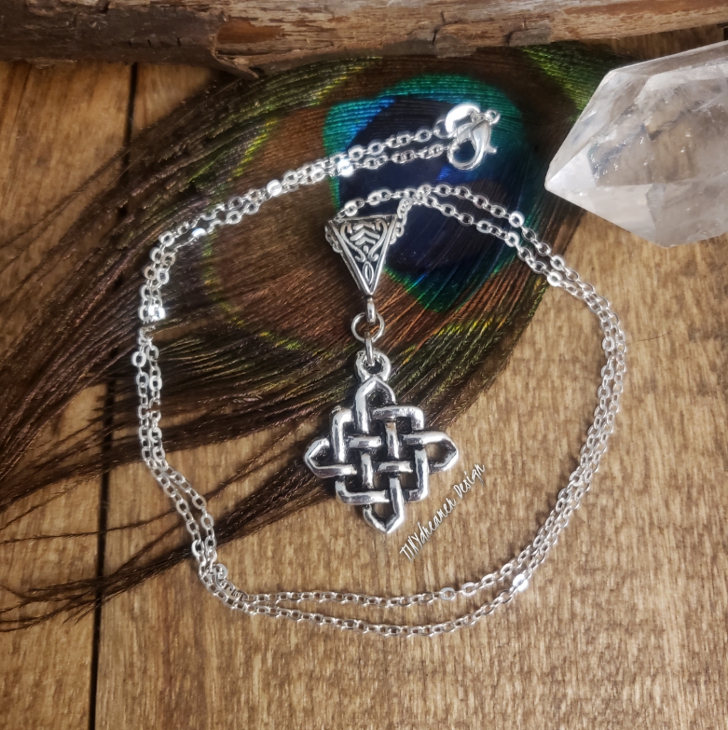 Celtic Diamond Shield Knot 925 Silver Necklace Norse Viking Celtic Jewelry Gift